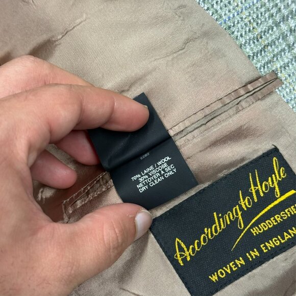 Moores Wool Viscose Blazer Hoyle England Sport Coat Tweed Beige 44R - Picture 9 of 9